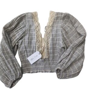 Cotton Candy LA  Boho Puff Sleeve Crop Top/ Small